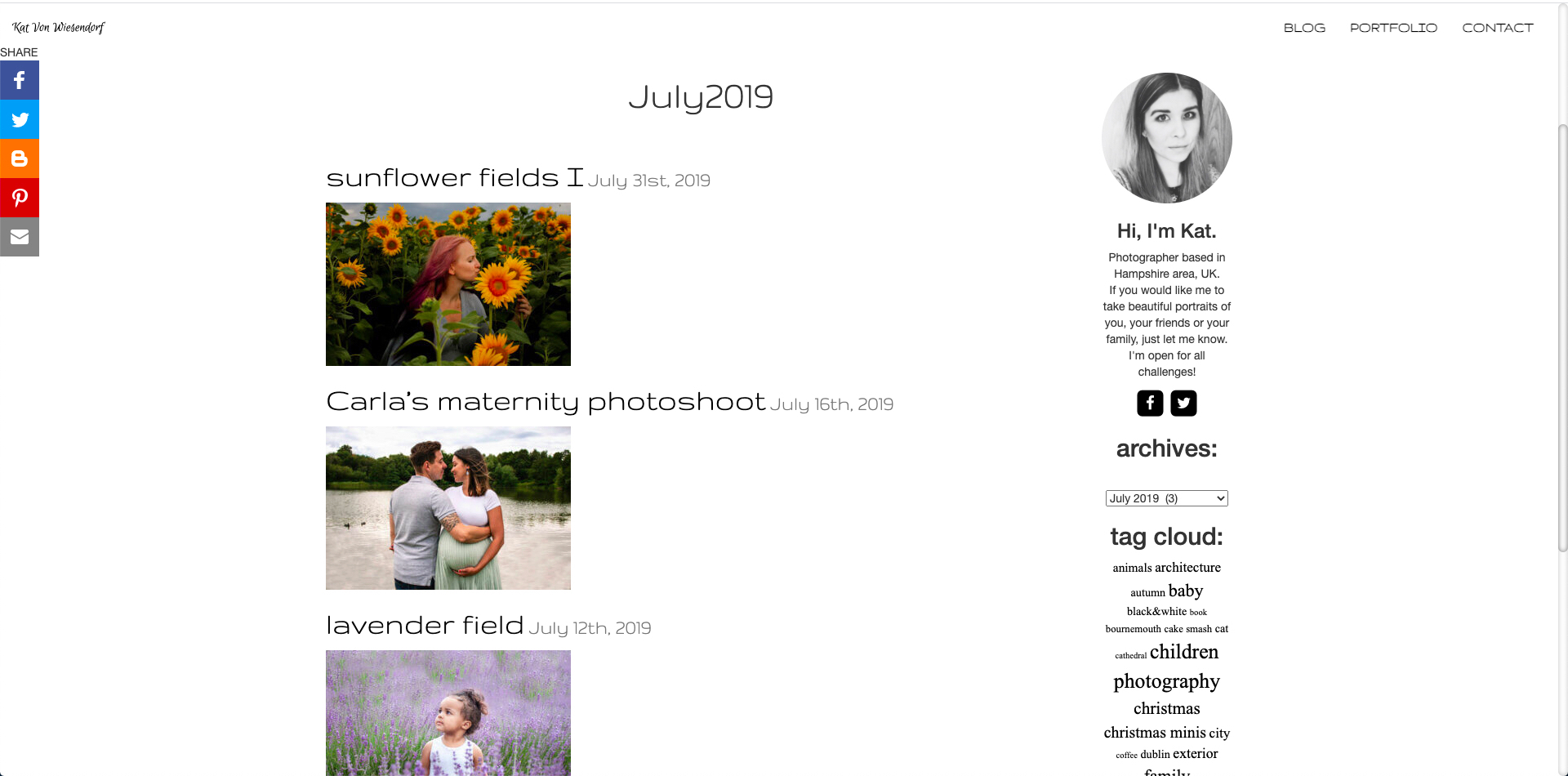 Current blog layout