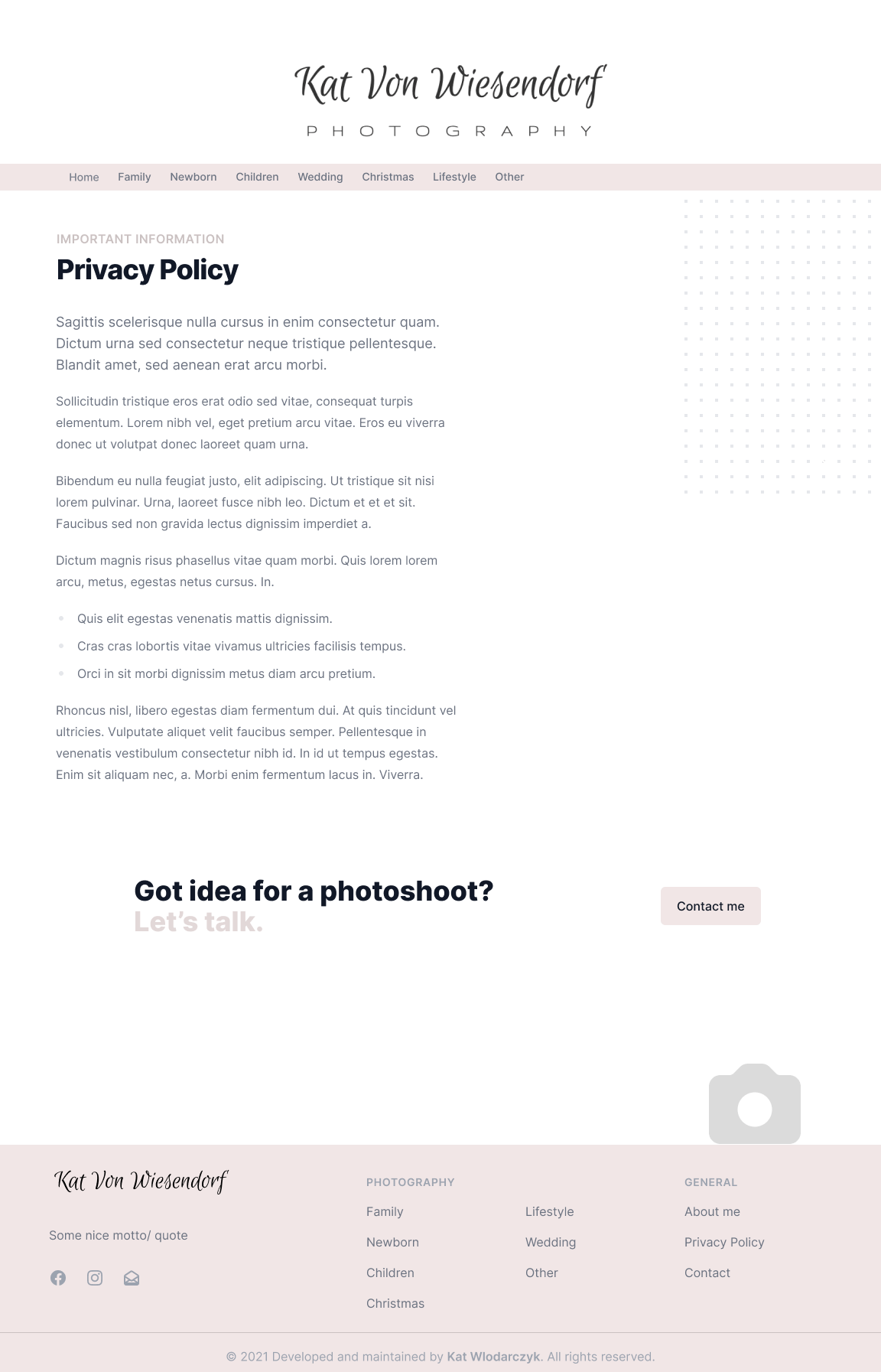 Privacy policy page