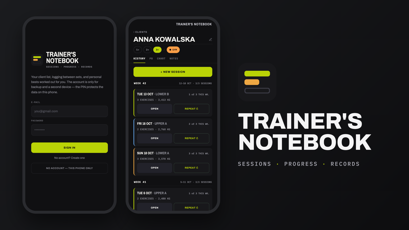 Trainer's Notebook screenshot